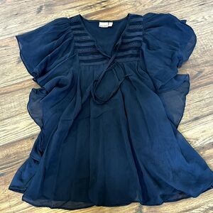 Mudd Flowy Blue Blouse 90s vibe casual top Size xs